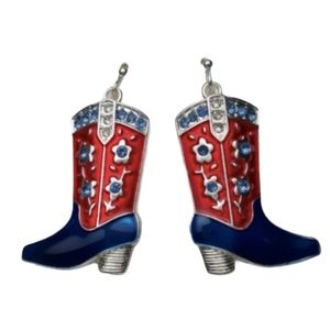 Western Earrings Blue toes Patriotic boots  1.25 *